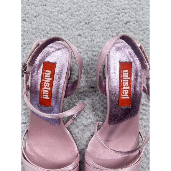 Women's Unlisted Kenneth Cole Soft Pink Open Toe Strappy Block Heels Size 7.5 - Picture 2 of 8
